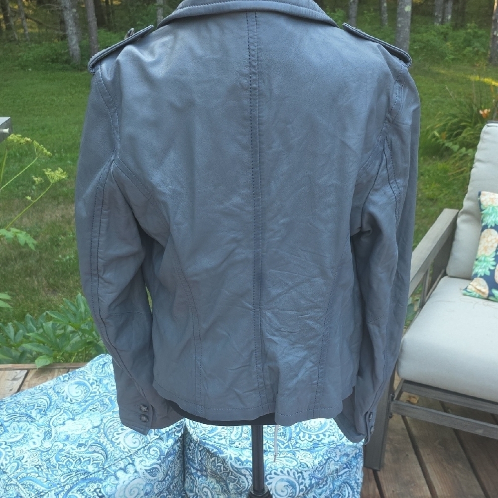 Armani Jeans Women's Gray Leather Jacket - Picture 5 of 12